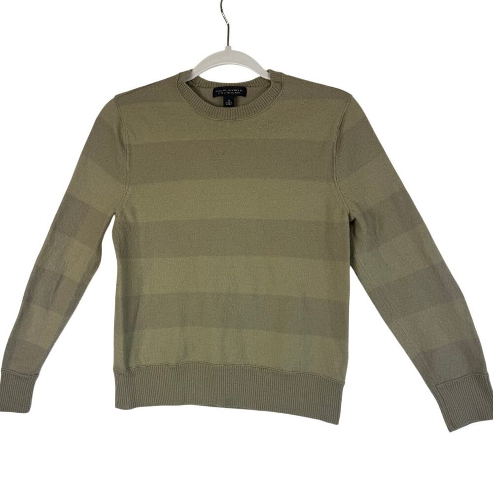 Banana‎ Republic 100% Extra Fine Merino Wool Striped Crewneck Sweater Women Sz M